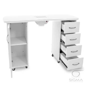 Biurko 2027 białe, dwie szafki z pochłaniaczem