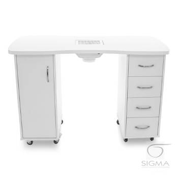 Biurko 2027 białe, dwie szafki z pochłaniaczem