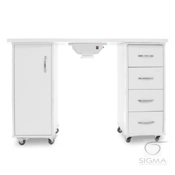 Biurko 2027 białe, dwie szafki z pochłaniaczem