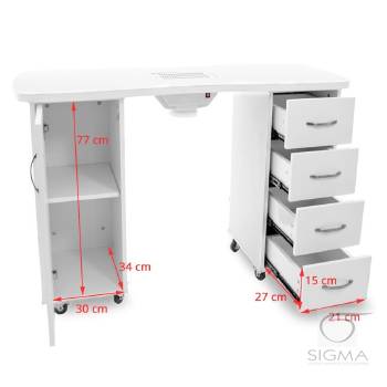 Biurko 2027 białe, dwie szafki z pochłaniaczem