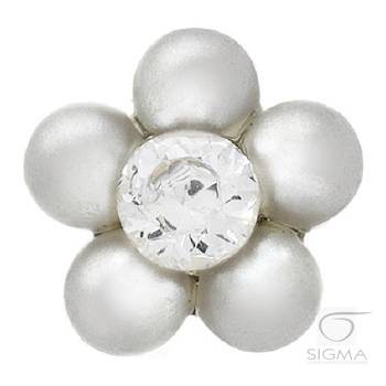 System75 stokrotka srebrna 1 brylant+5 perła biała
