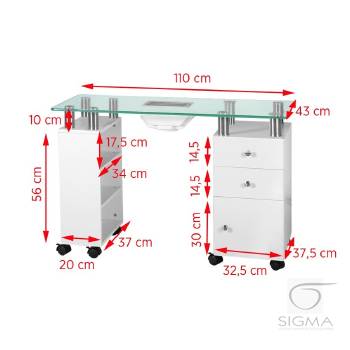 Biurko Glass z pochłaniaczem 013B białe