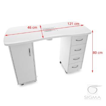 Biurko 2027 białe, dwie szafki z pochłaniaczem