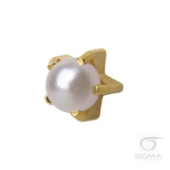 System75 perła biała złota pazurki mini