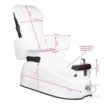 Fotel pedicure SPA AS-122 biały z funkcją masażu