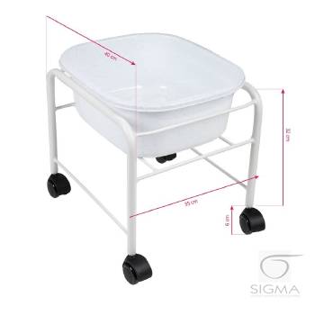 Brodzik do pedicure prosty z kółkami biały