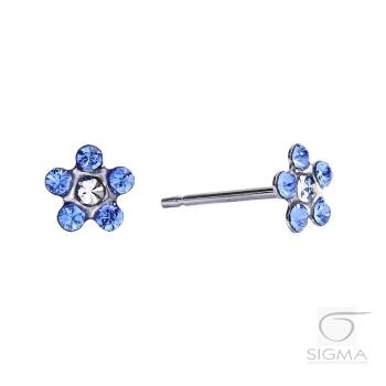 System75 stokrotka srebrna szafir+kryszt,złoto 14K